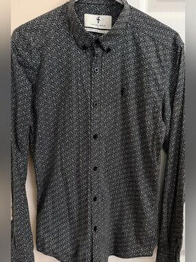 Father Sons Stretch Slim Fit Black & White Men’s M Long Sleeve Button Down Shirt